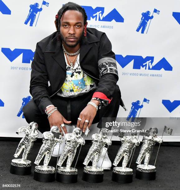 Kendrick Lamar, winner of Video of the Year, Best Hip Hop, Best Cinematography, Best Direction, Best Art Direction, Best Visual Effects for 'Humble',...