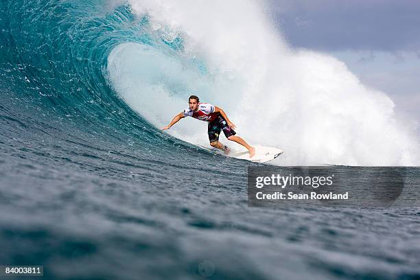 Joel Parkinson of Australia competes in the Vans Triple Crown Of Surfing event, the Billabong Pipeline Masters at Banzai Pipeline on December 10,...