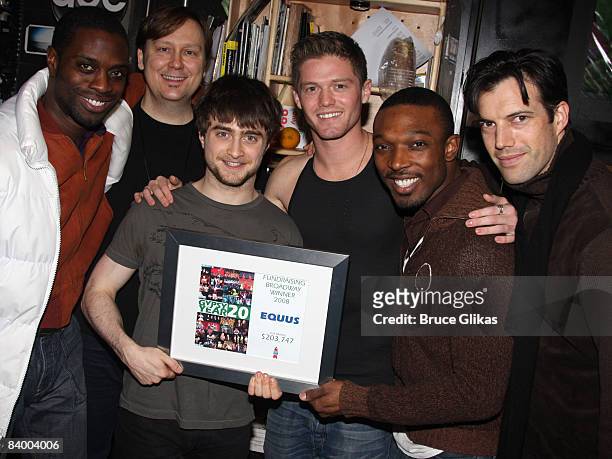 Daniel Radcliffe and the cast of "Equus" who won the top play fundraising award pose backstage at the 2008 Gypsy of the Year which raised $3 148 for...