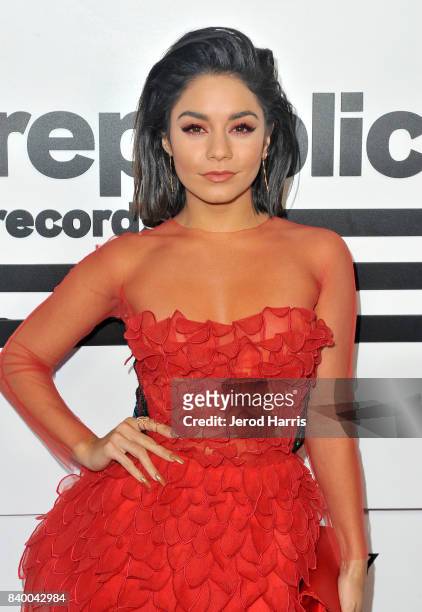 Vanessa Hudgens attends the VMA after party hosted by Republic Records and Cadillac at TAO restaurant at the Dream Hotel on August 27, 2017 in Los...