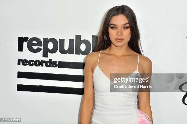 Hailee Steinfeld attends the VMA after party hosted by Republic Records and Cadillac at TAO restaurant at the Dream Hotel on August 27, 2017 in Los...