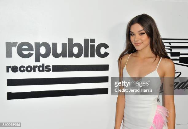 Hailee Steinfeld attends the VMA after party hosted by Republic Records and Cadillac at TAO restaurant at the Dream Hotel on August 27, 2017 in Los...