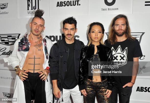 Cole Whittle, Joe Jonas, JinJoo Lee, and Jack Lawless of DNCE attend the VMA after party hosted by Republic Records and Cadillac at TAO restaurant at...