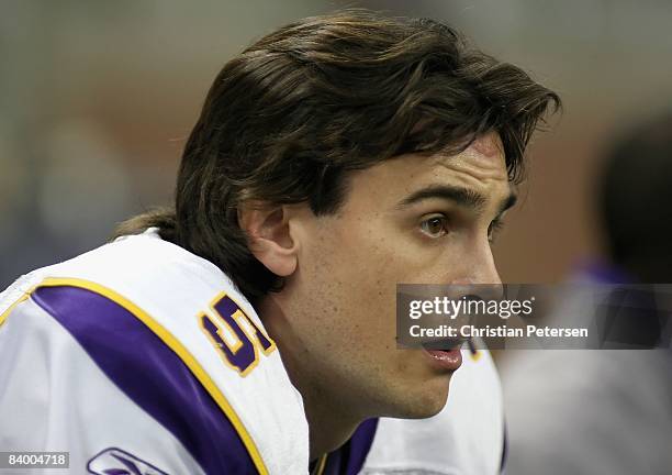 Chris Kluwe of the Minnesoa Vikings looks on during the NFL game against the Detroit Lions at Ford Field on December 7, 2008 in Detroit, Michigan....