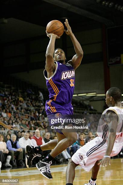 Cartier Martin of the Iowa Energy shoots over a Erie BayHawk defender at Tullio Arena on December 11, 2008 in Erie, Pennsylvania. NOTE TO USER: User...