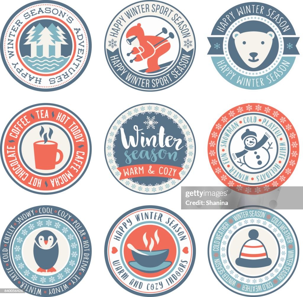 Fall/winter Labels Winter Season Vector Circular Labels High-Res Vector Graphic - Getty Images