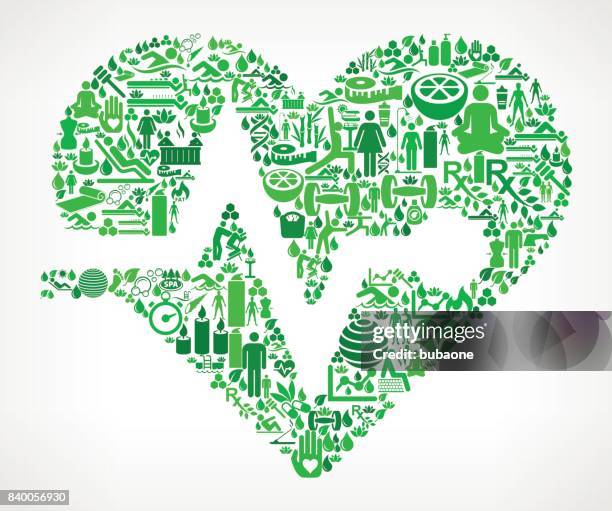 heart pulse health and wellness icon set background pattern - pool water testing stock illustrations