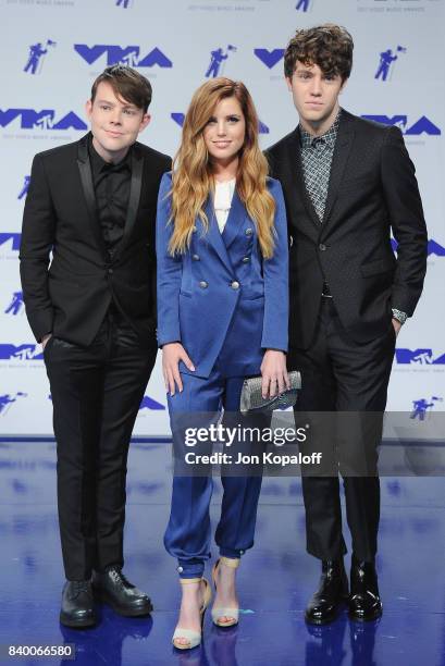 Graham Sierota, Sydney Sierota and Noah Sierota of Echosmith arrive at the 2017 MTV Video Music Awards at The Forum on August 27, 2017 in Inglewood,...