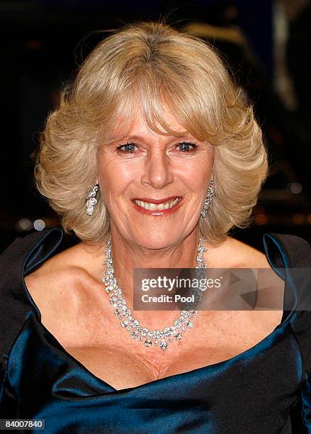 Camilla, Duchess of Cornwall arrives at the annual Royal Variety Performance, in aid of The Entertainment Artistes Benevolent Fund, at London...