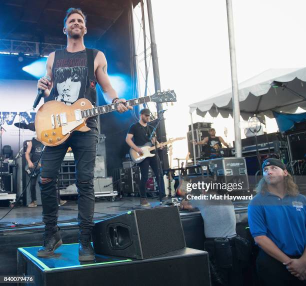 Country music singer Canaan Smith performs on stage during the Hometown Throwdown festival hosted by 100.7 The Wolf at Enumclaw Expo Center on August...