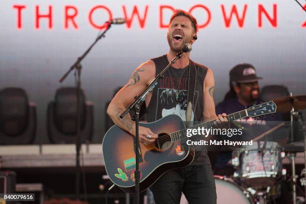 Country music singer Canaan Smith performs on stage during the Hometown Throwdown festival hosted by 100.7 The Wolf at Enumclaw Expo Center on August...