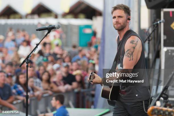 Country music singer Canaan Smith performs on stage during the Hometown Throwdown festival hosted by 100.7 The Wolf at Enumclaw Expo Center on August...