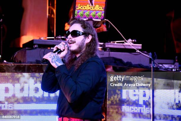 Post Malone performs onstage during the VMA after party hosted by Republic Records and Cadillac at TAO restaurant at the Dream Hotel on August 27,...
