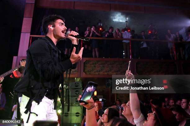Joe Jonas of DNCE performs onstage at Republic Records VMA Party presented in partnership with FIJI Water at TAO at the Dream Hotel on August 27,...