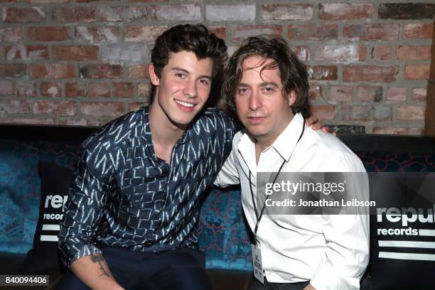 Shawn Mendes and Republic Records President Charlie Walk at Republic Records VMA Party presented in partnership with FIJI Water at TAO at the Dream...