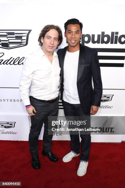 Republic Records President Charlie Walk and Cadillac Associate Director, Brand Partnerships and Experiences, Nathan Tan at Republic Records VMA Party...