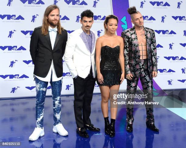 Jack Lawless, Joe Jonas, JinJoo Lee and Cole Whittle of DNCE attend the 2017 MTV Video Music Awards at The Forum on August 27, 2017 in Inglewood,...