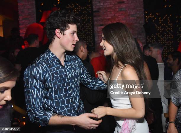 Shawn Mendes and Hailee Steinfeld attend the VMA after party hosted by Republic Records and Cadillac at TAO restaurant at the Dream Hotel on August...