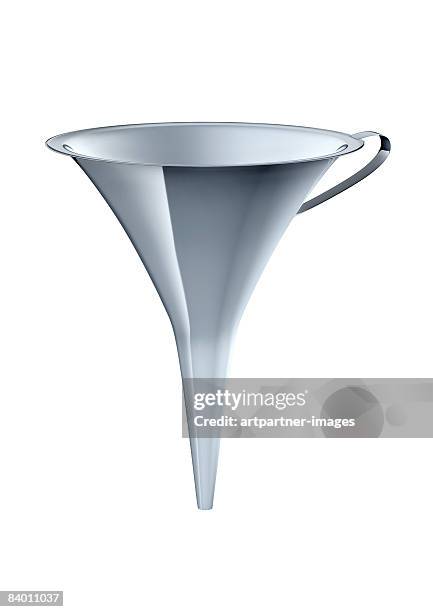 ilustraciones, imágenes clip art, dibujos animados e iconos de stock de silver funnel on white background - embudo