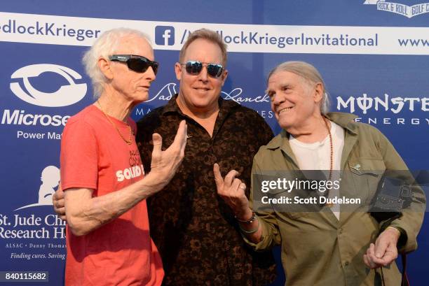 Event co-hosts Robby Krieger, Scott Medlock and photographer Henry Diltz attend the 10th annual Medlock Krieger All Star Concert benefiting St Judes...