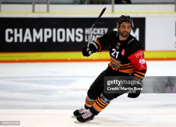 Christoph Hoehenleitner of Wolfsburg skates against Tappara Tampere during the Champions Hockey League match between Grizzlys Wolfsburg and Tappara...