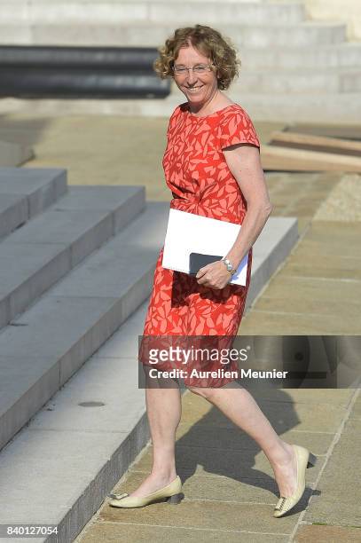 French Minister of Labor Muriel Penicaud arrives at Elysee Palace for a cabinet meeting on August 28, 2017 in Paris, France.