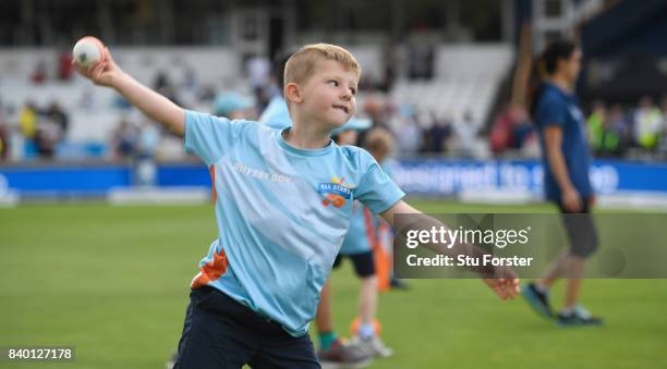 Children participate in ECB All Stars Cricket during the lunch interval during day two of the 2nd Investec Test match between England and West Indies...