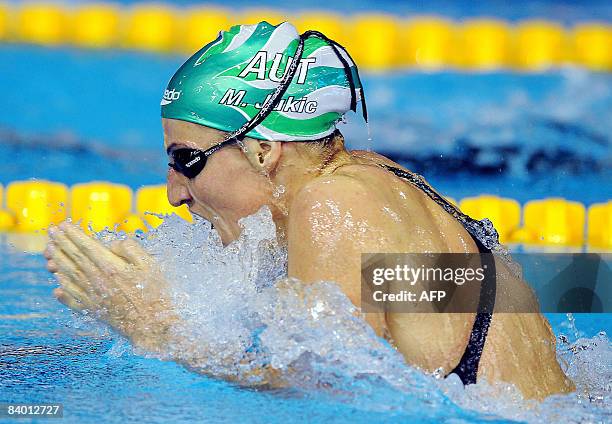 Mirna Jukic of Austria competes in the women�s 200m breaststroke final race during the European Short Course Swimming Championships in Rijeka,...