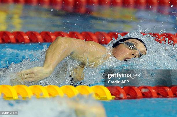 Marleen Veldhuis of The Netherland swims to win the women�s 100m freestyle final race during the European Short Course Swimming Championships in...