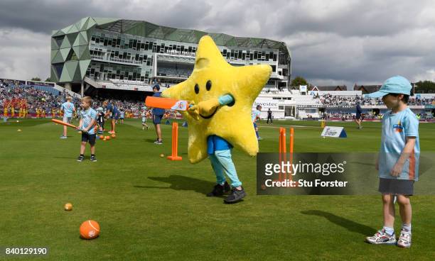 Children participate in ECB All Stars Cricket during the lunch interval during day two of the 2nd Investec Test match between England and West Indies...