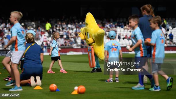 Children participate in ECB All Stars Cricket during the lunch interval during day two of the 2nd Investec Test match between England and West Indies...