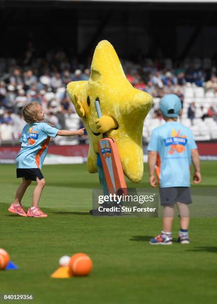 Children participate in ECB All Stars Cricket during the lunch interval during day two of the 2nd Investec Test match between England and West Indies...