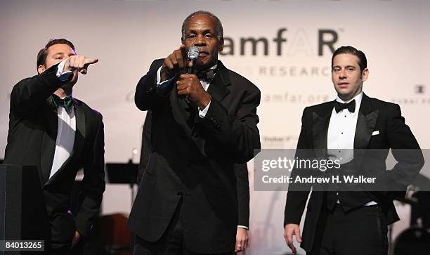 Actor Danny Glover and producer Derek Anderson on stage during The 2nd Annual amfAR Cinema Against AIDS Dubai Gala held at the Atlantis, The Palm...