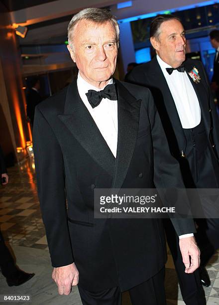 President of the Federation Internationale de l'automobile Max Mosley arrives to attend the 2008 FIA Prize Giving gala, on December 12, 2008 in...