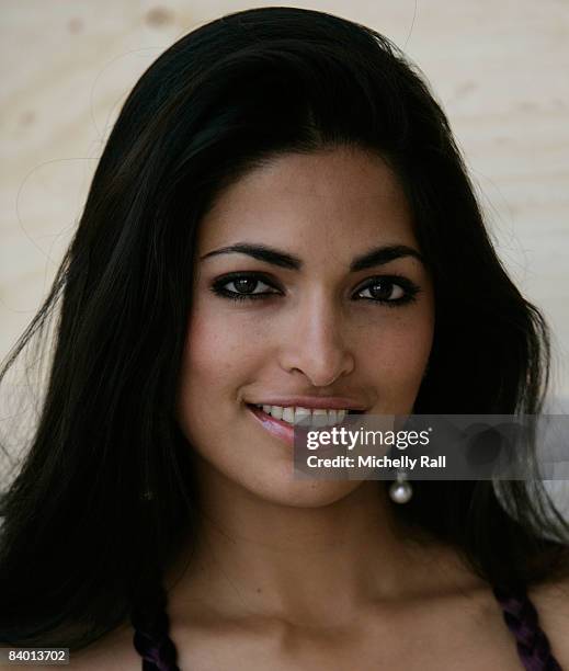 Miss India Parvathy Omanakuttan poses on the day before the 58th Miss World Final at Sandton Convention Centre on December 12, 2008 in Johannesburg,...
