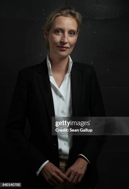 Alice Weidel, co-lead candidate of the right-wing, populist Alternative for Germany political party, poses for a portrait prior to speaking to the...