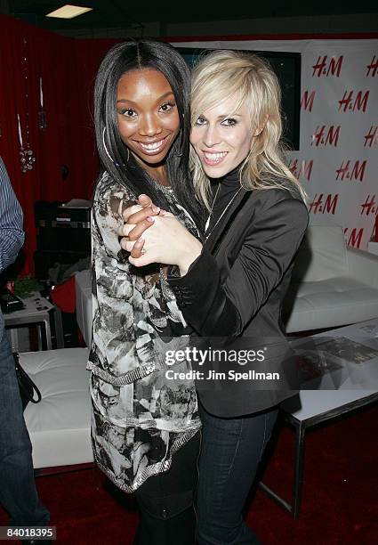 Singers Brandy and Natasha Bedingfield attend Z100s Jingle Ball 2008 Presented by H&M at Madison Square Garden on December 12, 2008 in New York City.