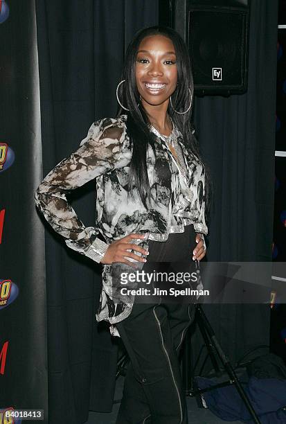 Singer Brandy attends Z100s Jingle Ball 2008 Presented by H&M at Madison Square Garden on December 12, 2008 in New York City.