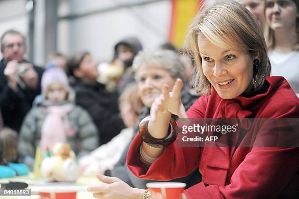 Belgium's Princess Mathilde is pictured during "The Family Day" for the families of Belgian soldiers serving in foreign countries organised by the...