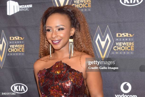 Presenter Boity Thulo during the DStv Mzansi Viewers Choice Awards event at the Sandton Convention Centre on August 26, 2017 in Sandton, South...