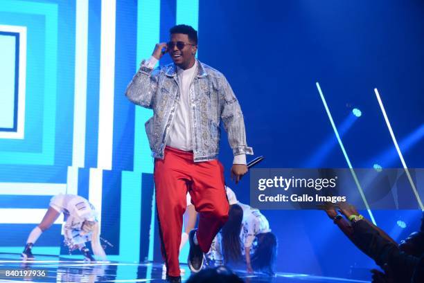 Rappers AKA and Anatii during the DStv Mzansi Viewers Choice Awards event at the Sandton Convention Centre on August 26, 2017 in Sandton, South...