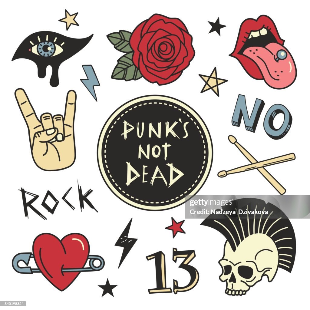 Punk Patches Collection High-Res Vector Graphic - Getty Images
