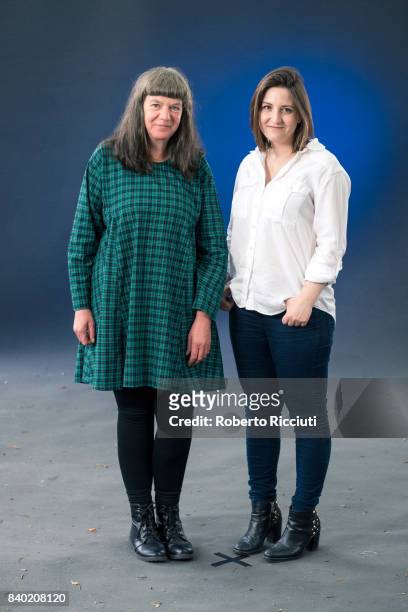 British authors Anne Cholawo and Nell Stevens attend a photocall during the annual Edinburgh International Book Festival at Charlotte Square Gardens...