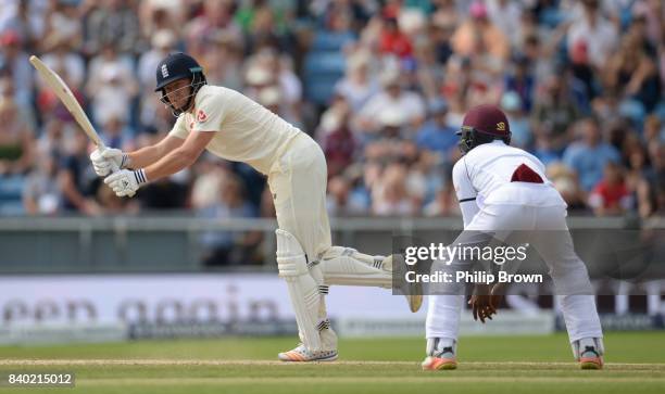 Jonny Bairstow of England bowls during the fourth day of the 2nd Investec Test match between England and the West Indies at Headingley cricket ground...