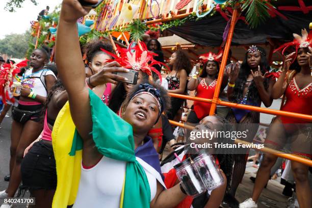General view at the Red Bull Music Academy x Mangrove float at Notting Hill Carnival on August 28, 2017 in London, England.
