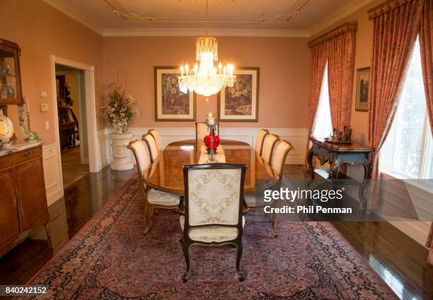 Singer Ruth Pointer's home is photographed for Closer Weekly Magazine on January 18, 2016 in Massachusetts. Dining room.