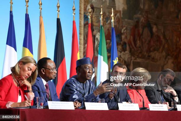 European Union's High Representative for Foreign Affairs and Security Policy Federica Mogherini, Nigerien President Mahamadou Issoufou, Chadian...