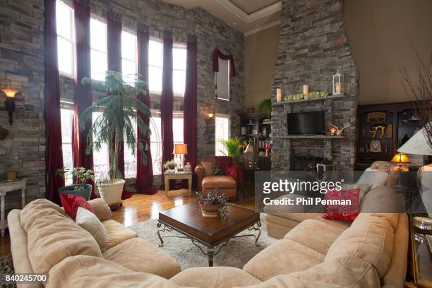 Singer Lorrie Morgan's home is photographed for Closer Weekly Magazine on January 20, 2016 in Tennessee. Living room.