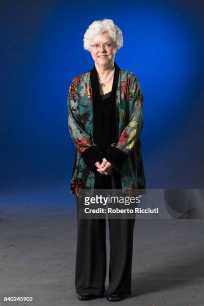 American science writer Kitty Ferguson attends a photocall during the annual Edinburgh International Book Festival at Charlotte Square Gardens on...