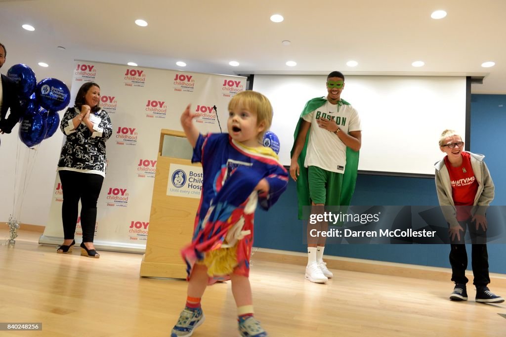 Boston Celtic Jayson Tatum Delivers Brave Gowns to Patients at Boston Children's Hospital with Joy in Childhood Foundation